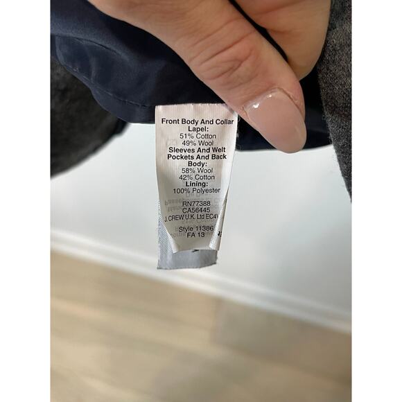 J.Crew Blazer Women 6 Navy Blue Gray Wool Blend Color Block Dark Academia Office - Picture 8 of 8